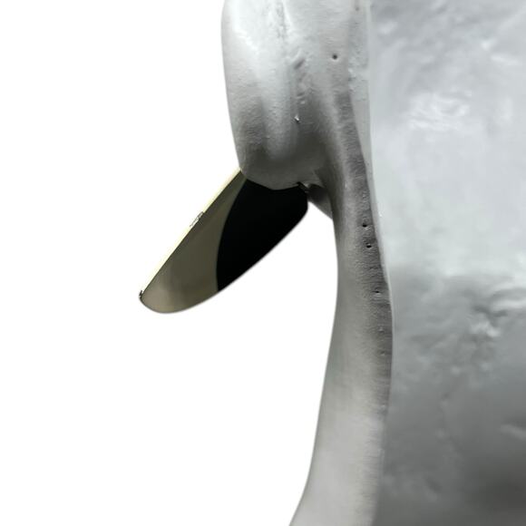 Geometric Two-Tone Cone Earring - Vintage Cream & Navy Statement Jewelry Pendant - Picture 6 of 8